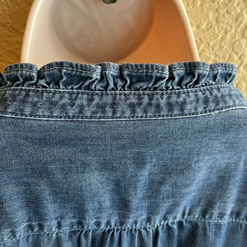 Talbots Petite Ruffled Denim Shirt - Picture 4 of 6